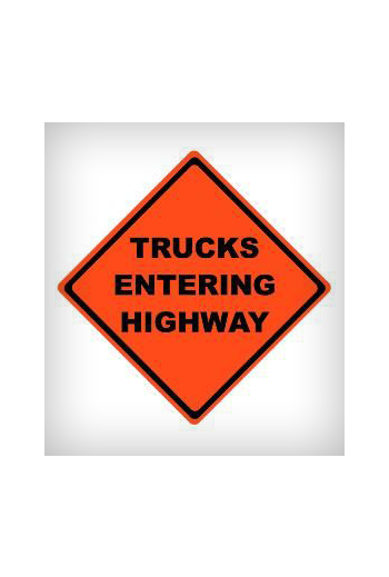 Trucks Entering Highway Mesh Sign (48 X 48)